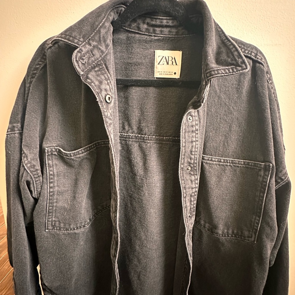 Zara Black Lightweight Shirt Jacket